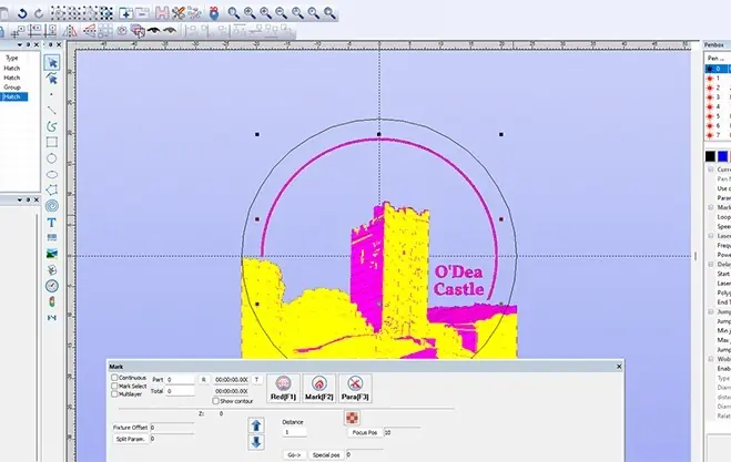 Design software rendering of a detailed laser engraving