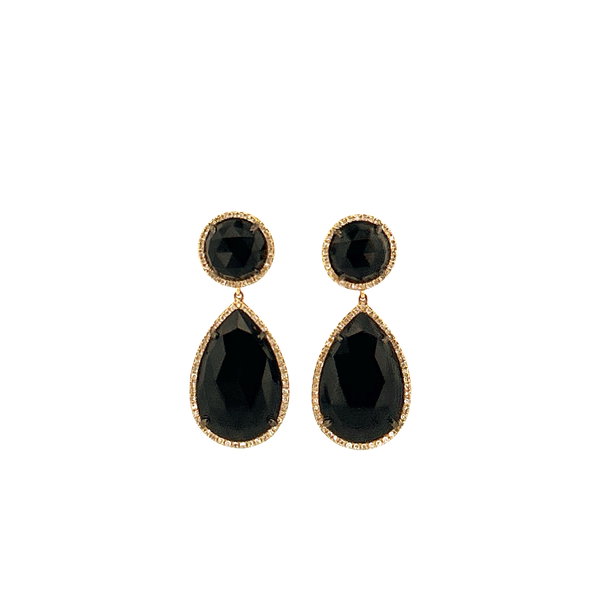 Closeup photo of EARRING 14K YG BLACK ONYX D:0.49CT DIVA