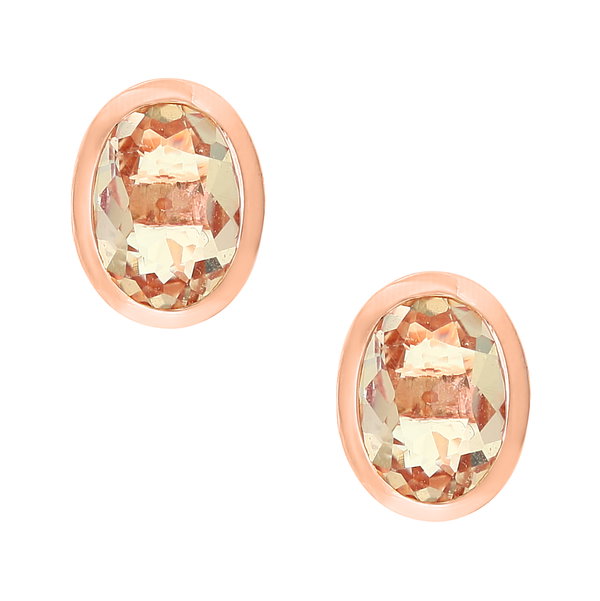 Closeup photo of 14K ROSE GOLD MORGANITE EARRING