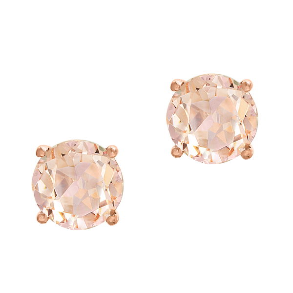 Closeup photo of 14K ROSE GOLD MORGANITE EARRING