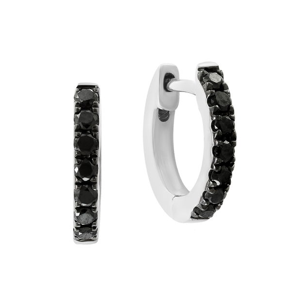 Closeup photo of 14K WHITE GOLD TREATED BLACK DIAMOND EARRING