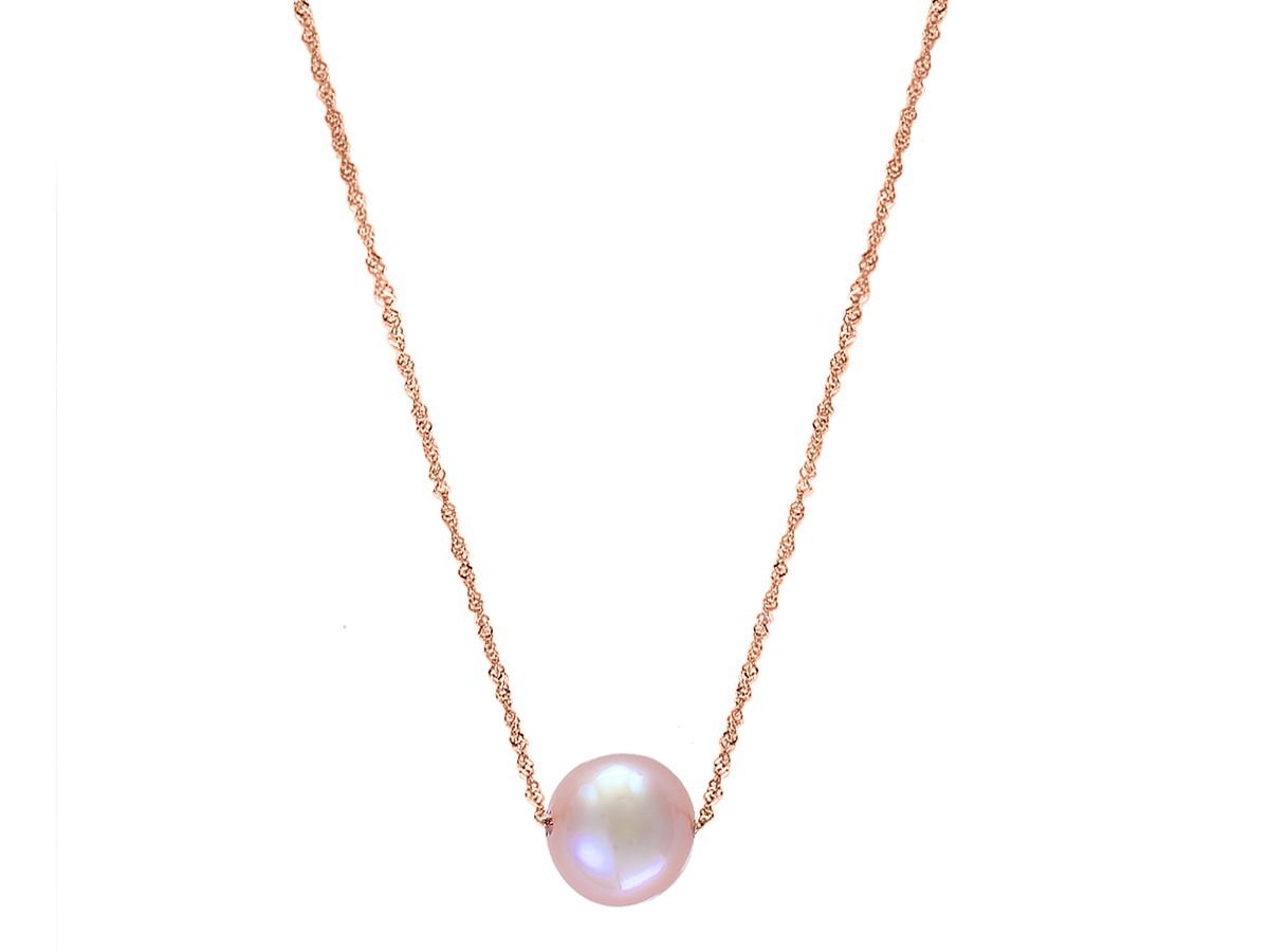 This 14K Rose Gold Natural Pink Freshwater 8.5-9mm semi-round Pearl Necklace features lustrous pink freshwater pearls, offering a soft, romantic glow. Set in warm 14K rose gold, this elegant necklace is perfect for both special occasions and everyday wear.Key Features:- 8.5-9mm natural pink freshwater semi-round pearls- Crafted with 14K rose gold clasp- Elegant and timeless design for all occasionsPlease Note:- Photos may be enlarged or enhanced for detail.- Pearls may be treated to enhance beauty and require special care. 14K ROSE GOLD NATURAL PINK FRESH WATER PEARL NECKLACE