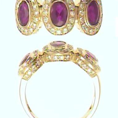 Closeup photo of 18K YELLOW GOLD DIAMOND AND RUBY GSI# 31523622201 RING