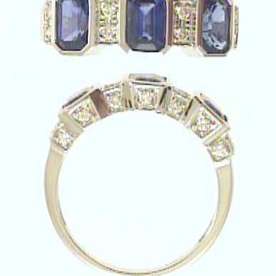 Closeup photo of 18K WHITE GOLD DIAMOND AND SAPPHIRE RING