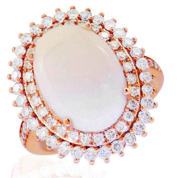 Closeup photo of 14K ROSE GOLD DIAMOND AND AUSTRALIAN OPAL RING