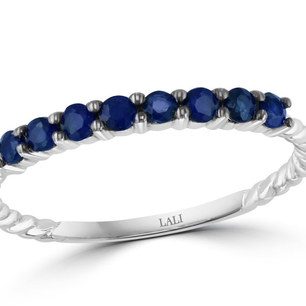 Closeup photo of 14K WHITE GOLD SAPPHIRE RING
