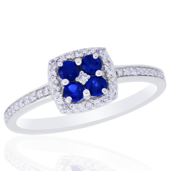 Closeup photo of 14K WHITE GOLD DIAMOND AND SAPPHIRE RING