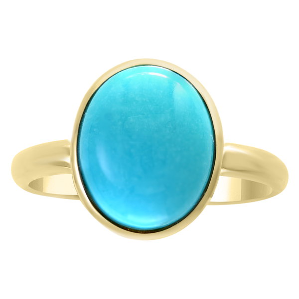 Closeup photo of 14K YELLOW GOLD TURQUOISE RING
