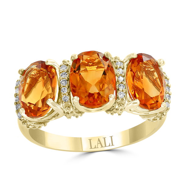 Closeup photo of 14K YELLOW GOLD DIAMOND AND CITRINE RING