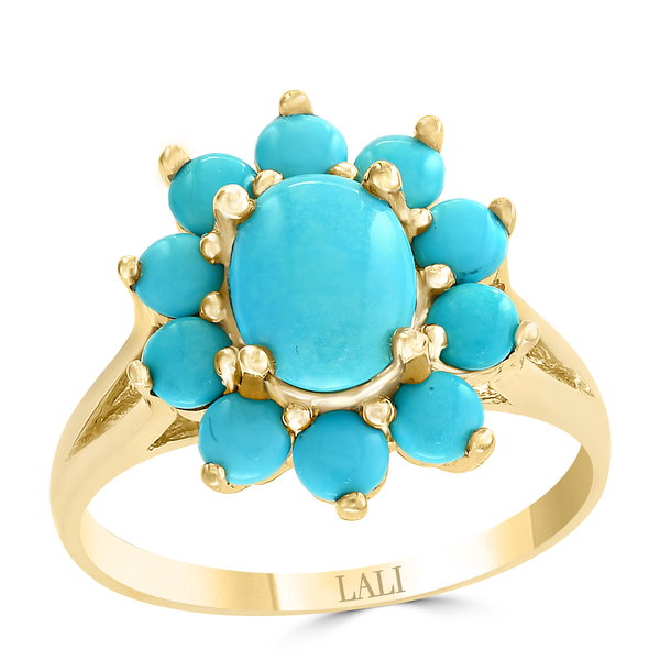 Closeup photo of 14K YELLOW GOLD TURQUOISE RING