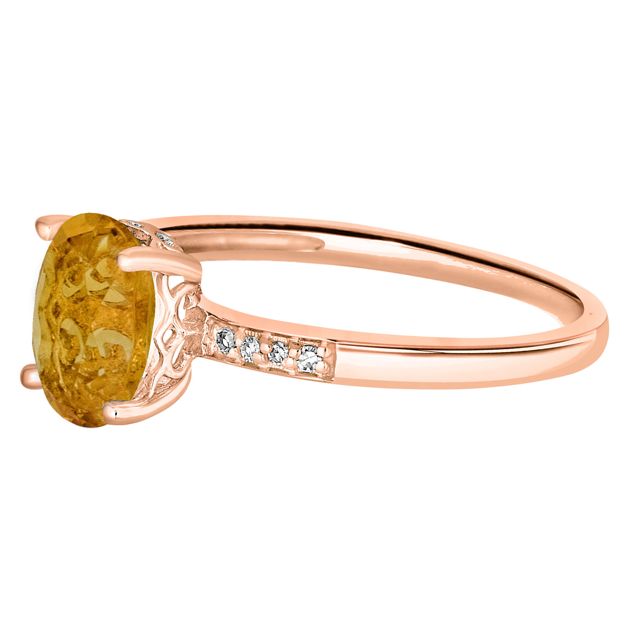 14K ROSE GOLD DIAMOND AND CITRINE RING