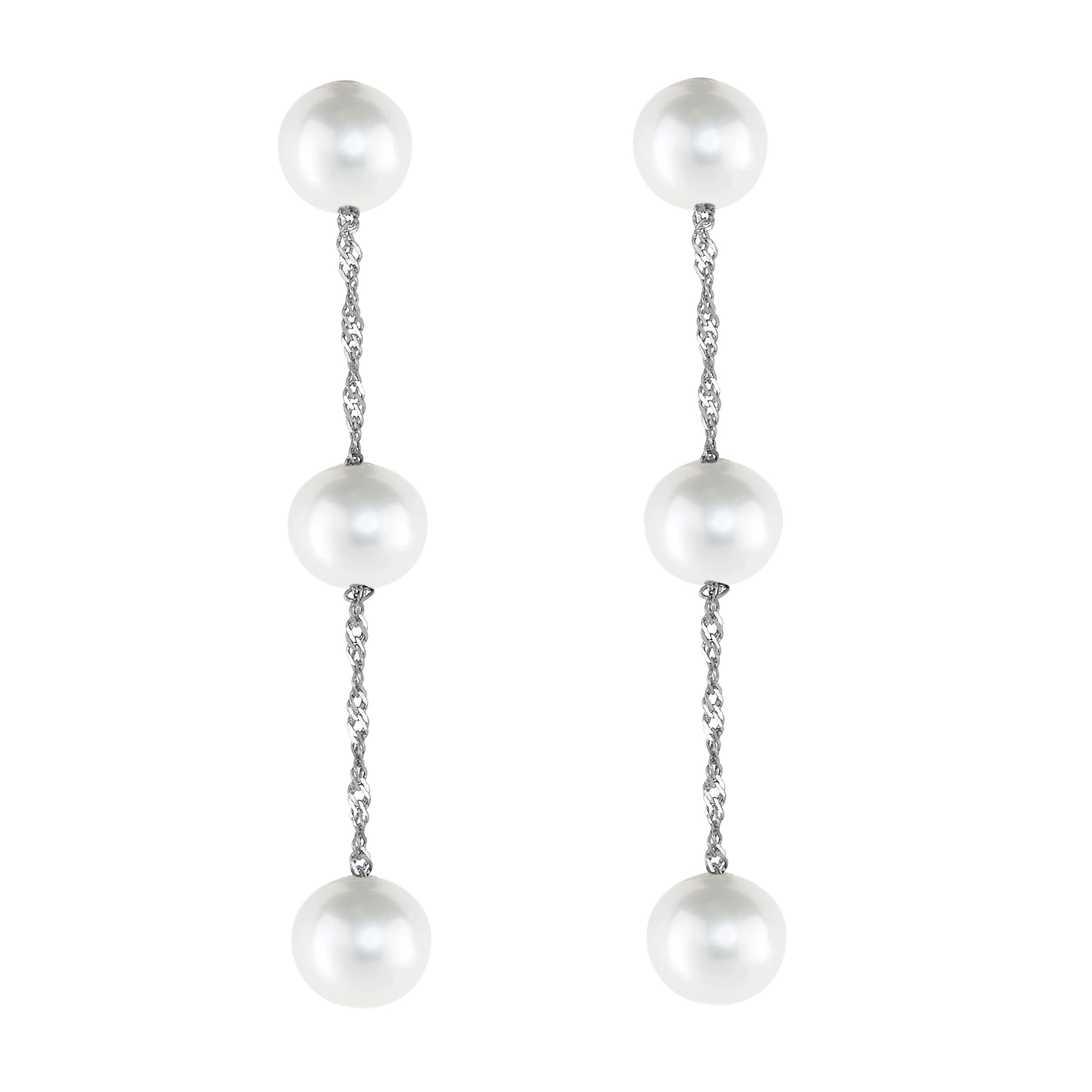 14K WHITE GOLD WHITE FRESH WATER PEARL EARRING