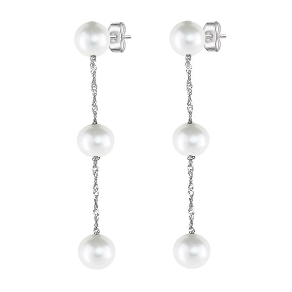 Closeup photo of 14K WHITE GOLD WHITE FRESH WATER PEARL EARRING