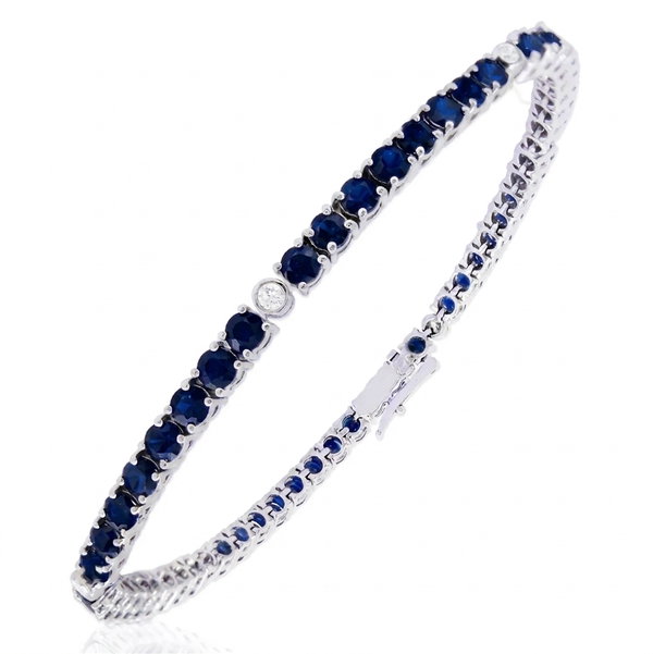 Closeup photo of 14K WHITE GOLD DIAMOND AND SAPPHIRE BRACELET