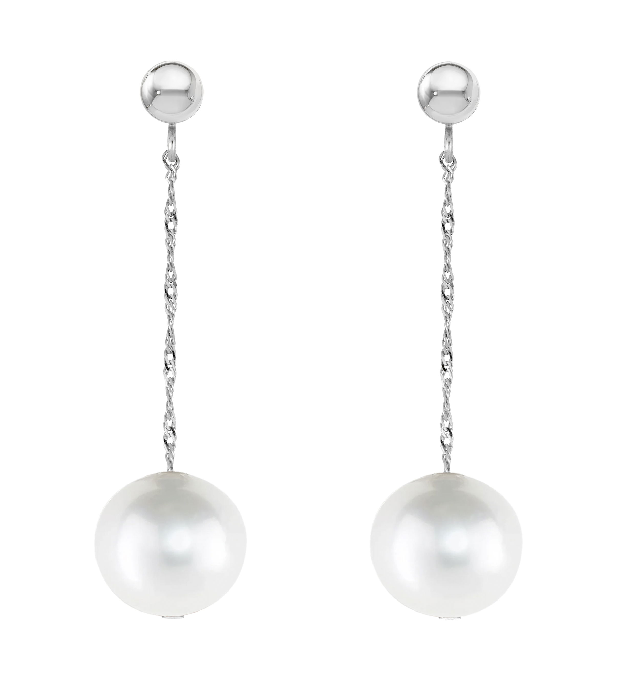 14K WHITE GOLD WHITE FRESH WATER PEARL EARRING