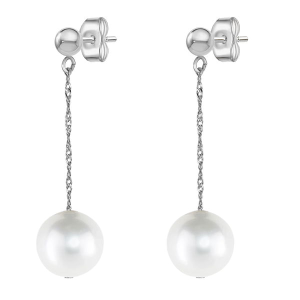 Closeup photo of 14K WHITE GOLD WHITE FRESH WATER PEARL EARRING