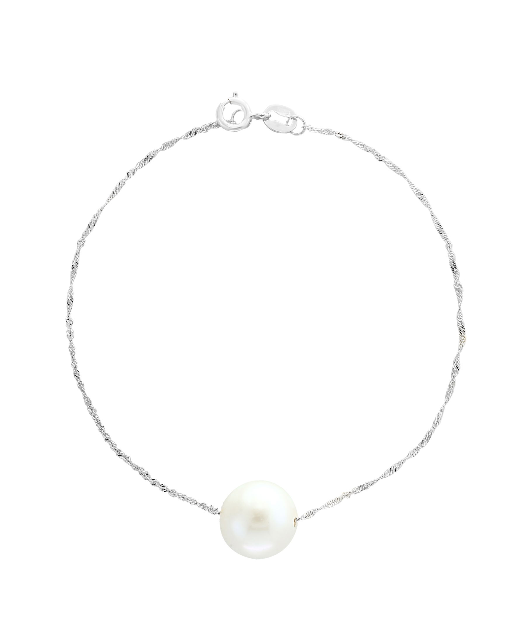 14K WHITE GOLD WHITE FRESH WATER PEARL BRACELET