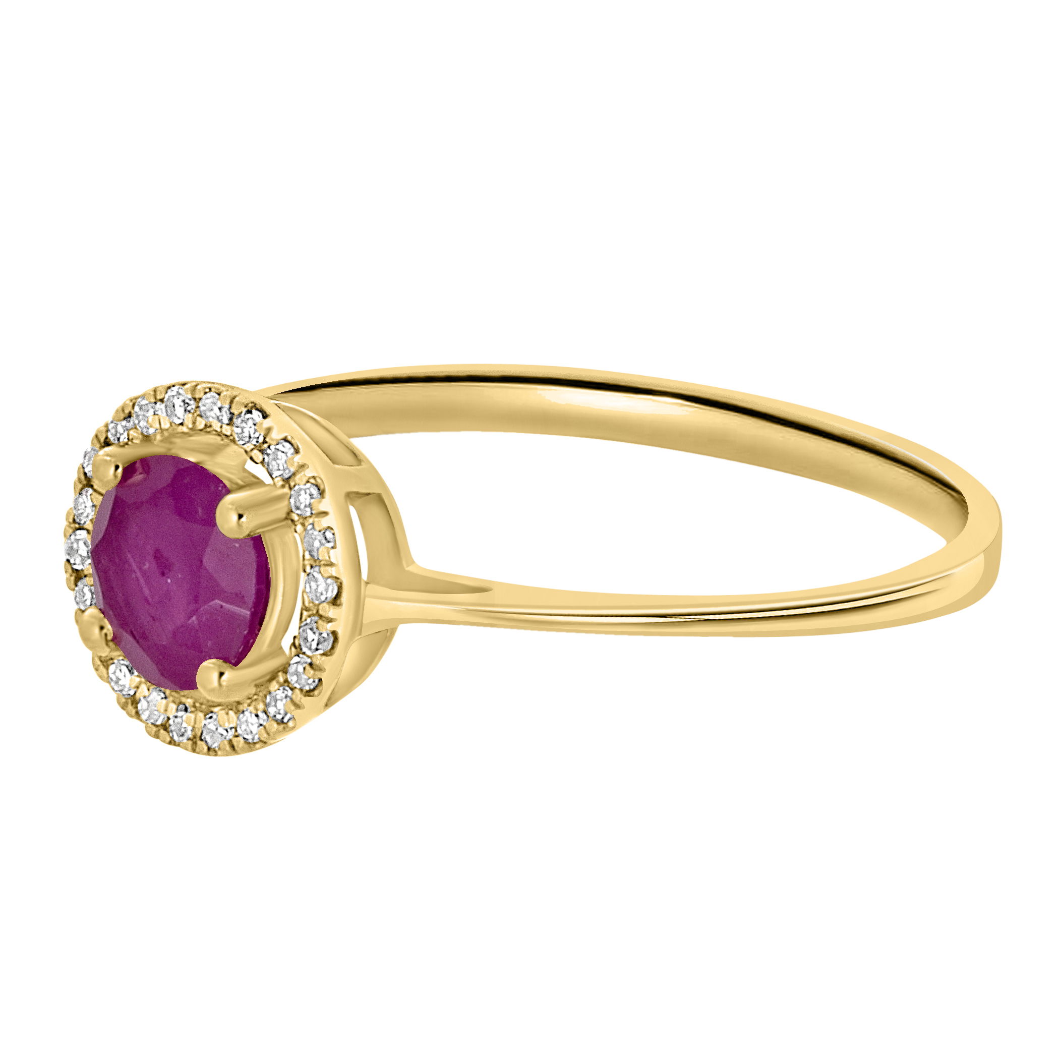 14K YELLOW GOLD DIAMOND AND RUBY RING