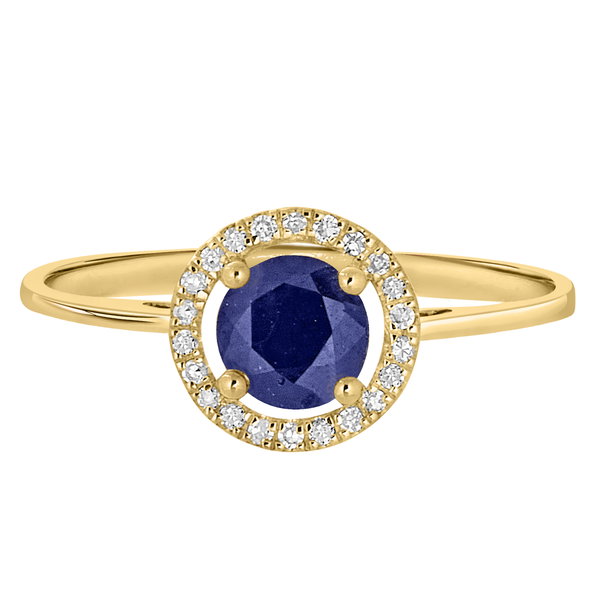 Closeup photo of 14K YELLOW GOLD DIAMOND AND SAPPHIRE RING