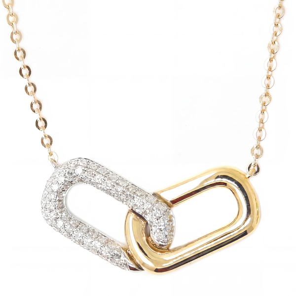 Closeup photo of 14K YELLOW AND WHITE GOLD DIAMOND NECKLACE