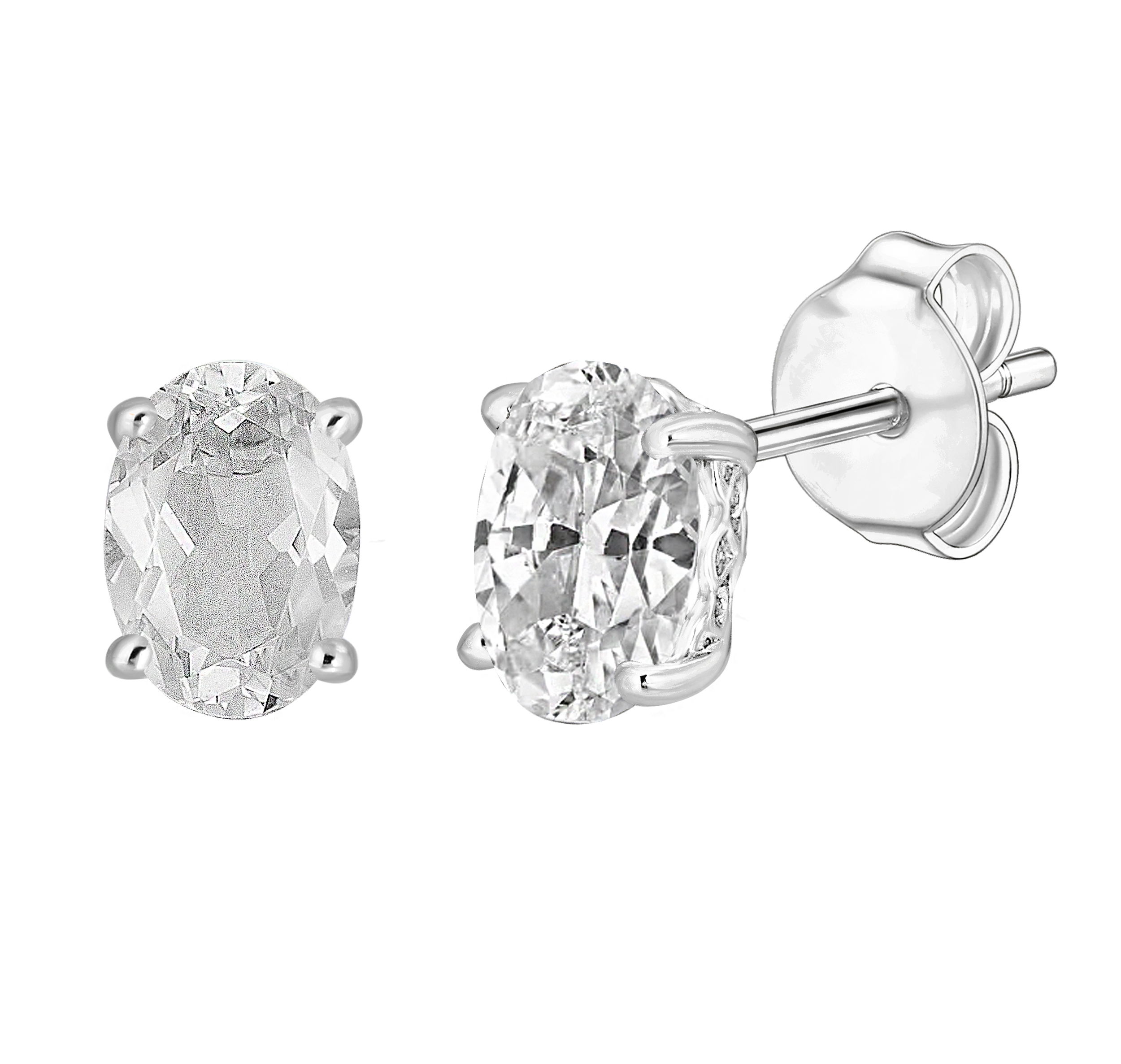 14K WHITE GOLD WHITE TOPAZ EARRING