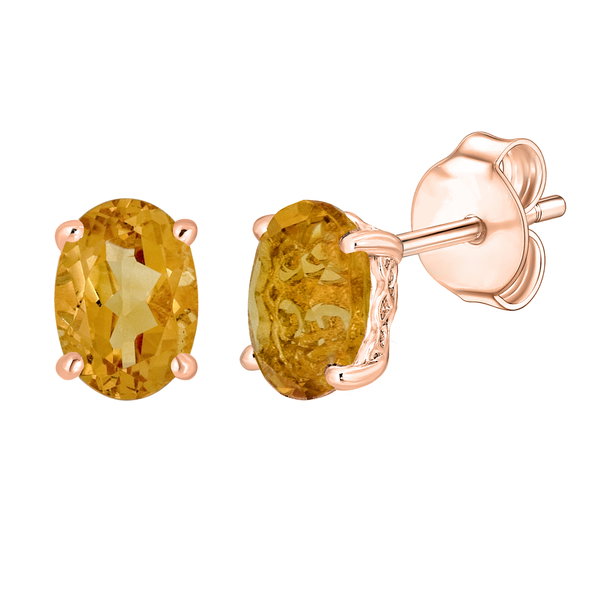 Closeup photo of 14K ROSE GOLD CITRINE EARRING