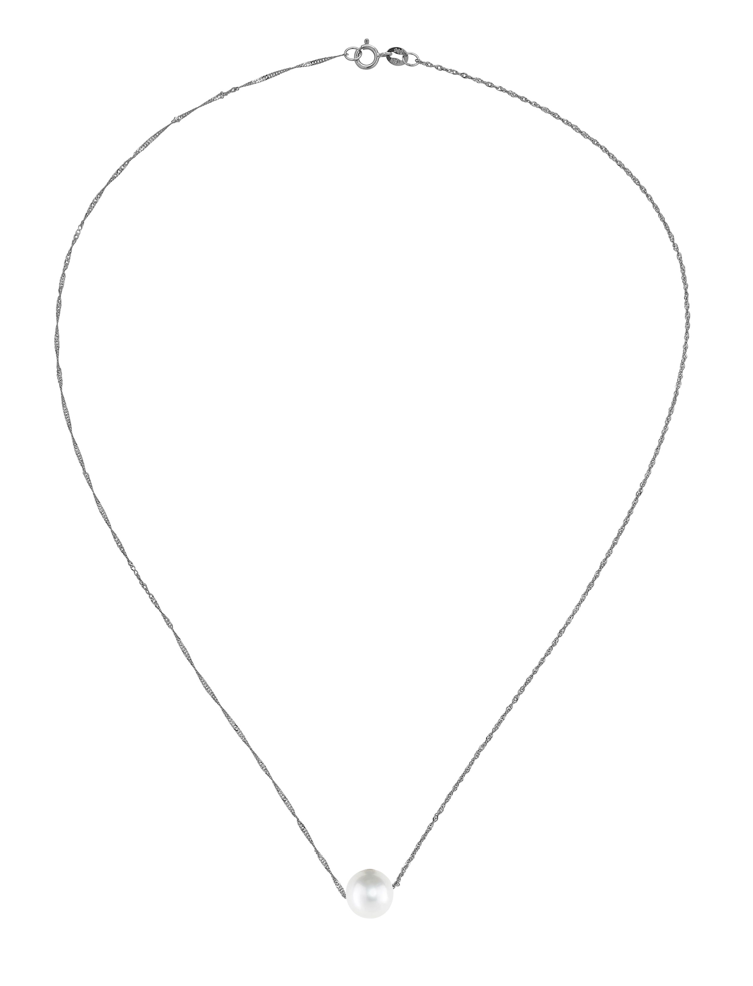 This 14K White Gold White Freshwater Pearl Necklace features 8.5-9.5mm oval-shaped pearls with a soft, lustrous glow. The elegant shape and natural sheen of the pearls are enhanced by the sleek white gold clasp, creating a timeless and sophisticated look. Ideal for both formal occasions and daily wear, this necklace offers classic beauty with modern elegance.Key Features:- 8.5-9.5mm oval-shaped freshwater pearls- Set in 14K white gold- Soft, lustrous glow with an elegant shape- Secure 14K white gold claspPlease Note:- Photos may be enlarged or enhanced for detail.- Pearls may be treated to enhance their appearance and require special care. 14K WHITE GOLD WHITE PEARL NECKLACE