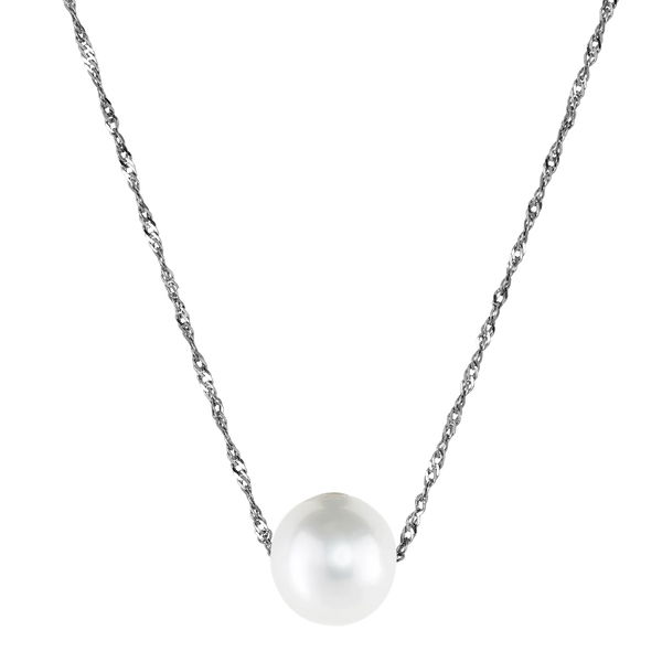 Closeup photo of 14K WHITE GOLD WHITE PEARL NECKLACE