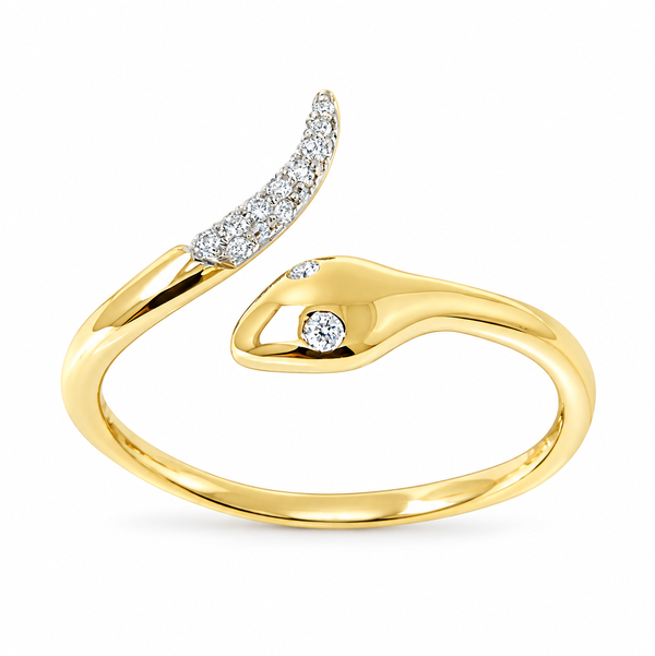 Closeup photo of 14K YELLOW GOLD DIAMOND SNAKE RING