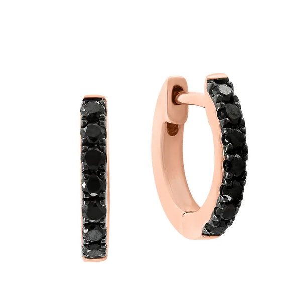 Closeup photo of 14K ROSE GOLD TREATED BLACK DIAMOND EARRING