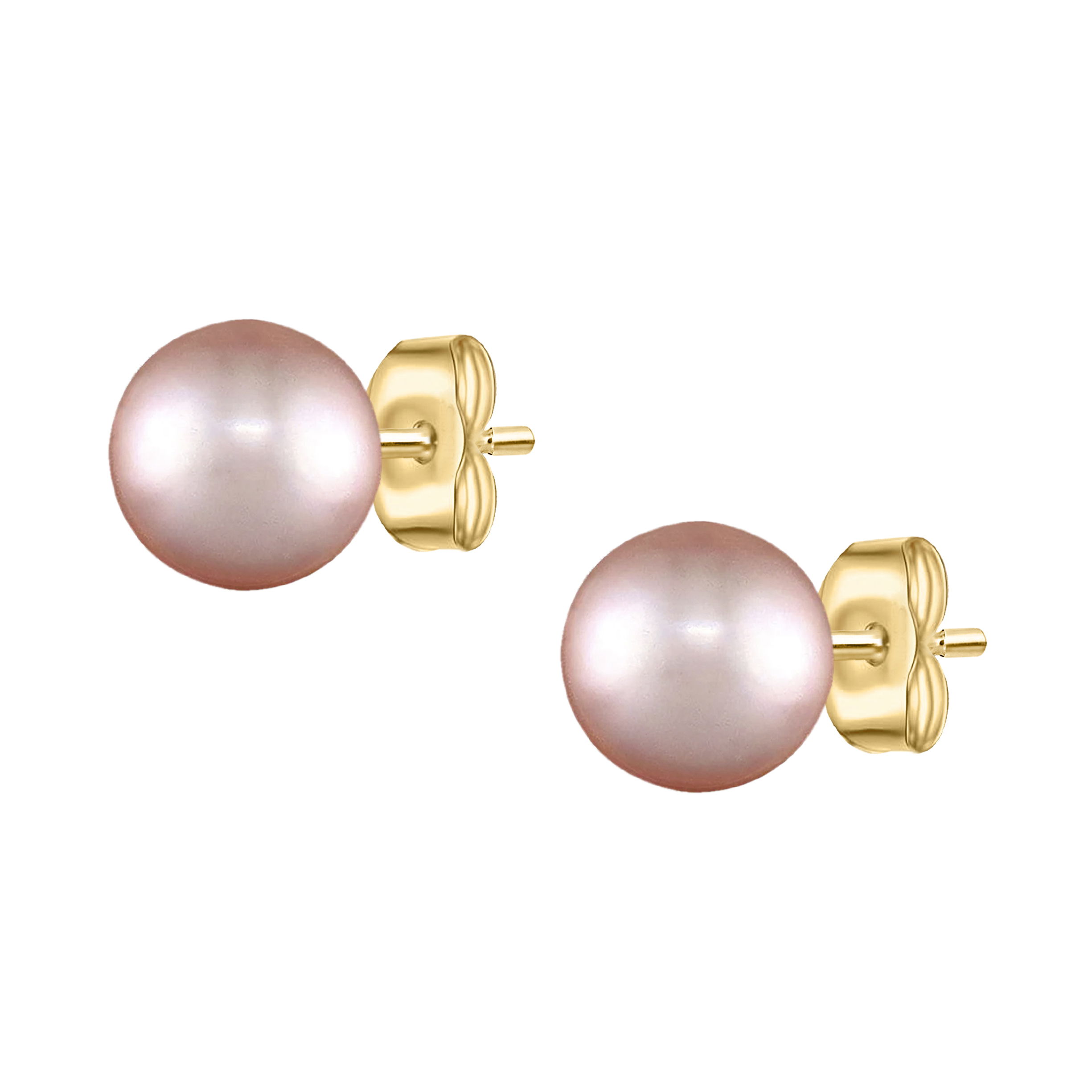 14K YELLOW GOLD NATURAL PINK FRESH WATER PEARL STUD EARRING