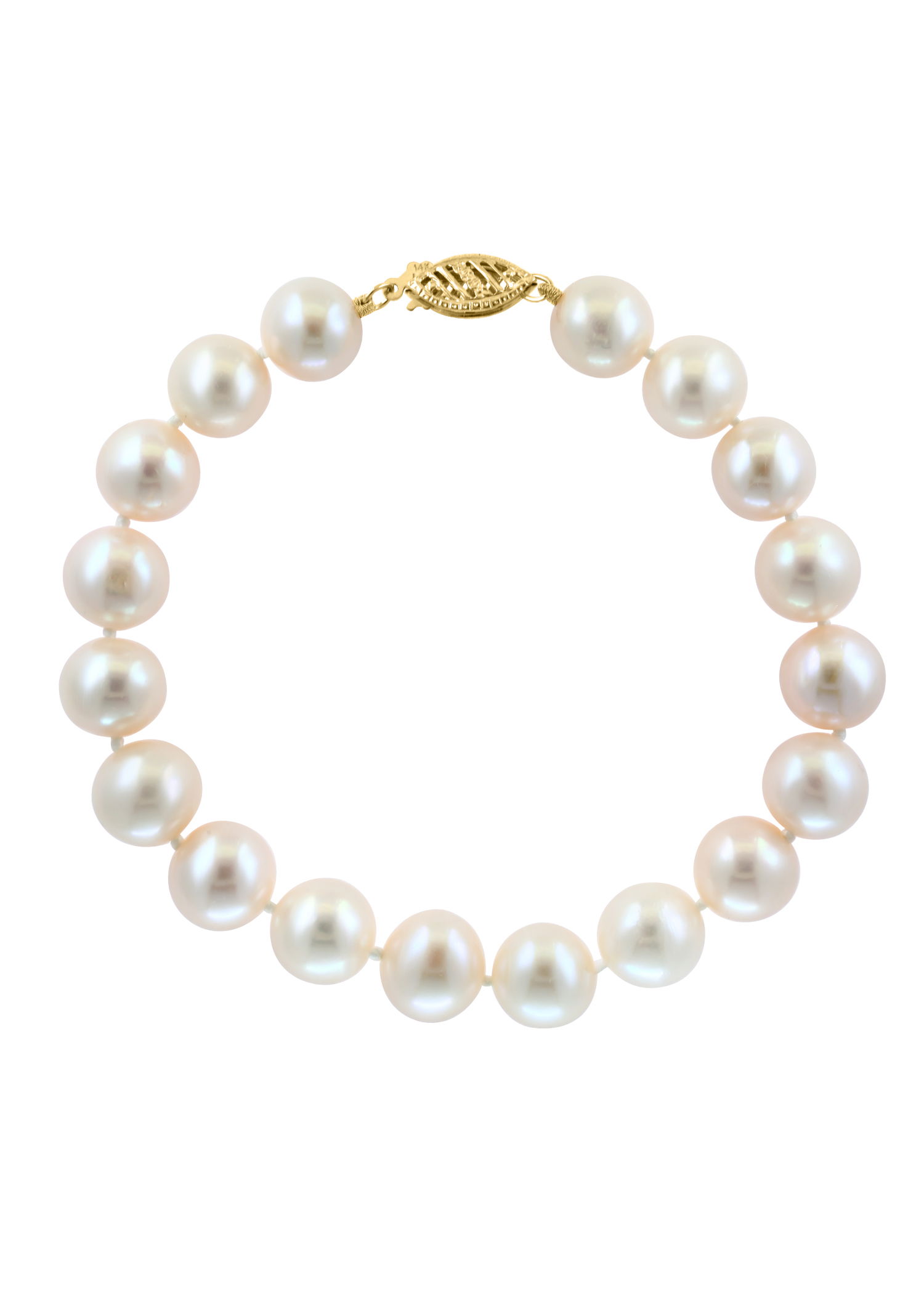 14K YELLOW GOLD WHITE FRESH WATER PEARL BRACELET