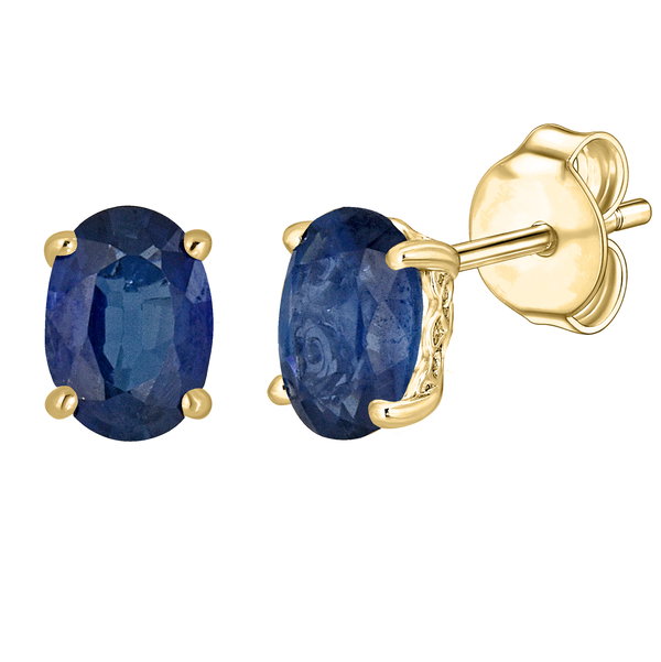Closeup photo of 14K YELLOW GOLD SAPPHIRE EARRING