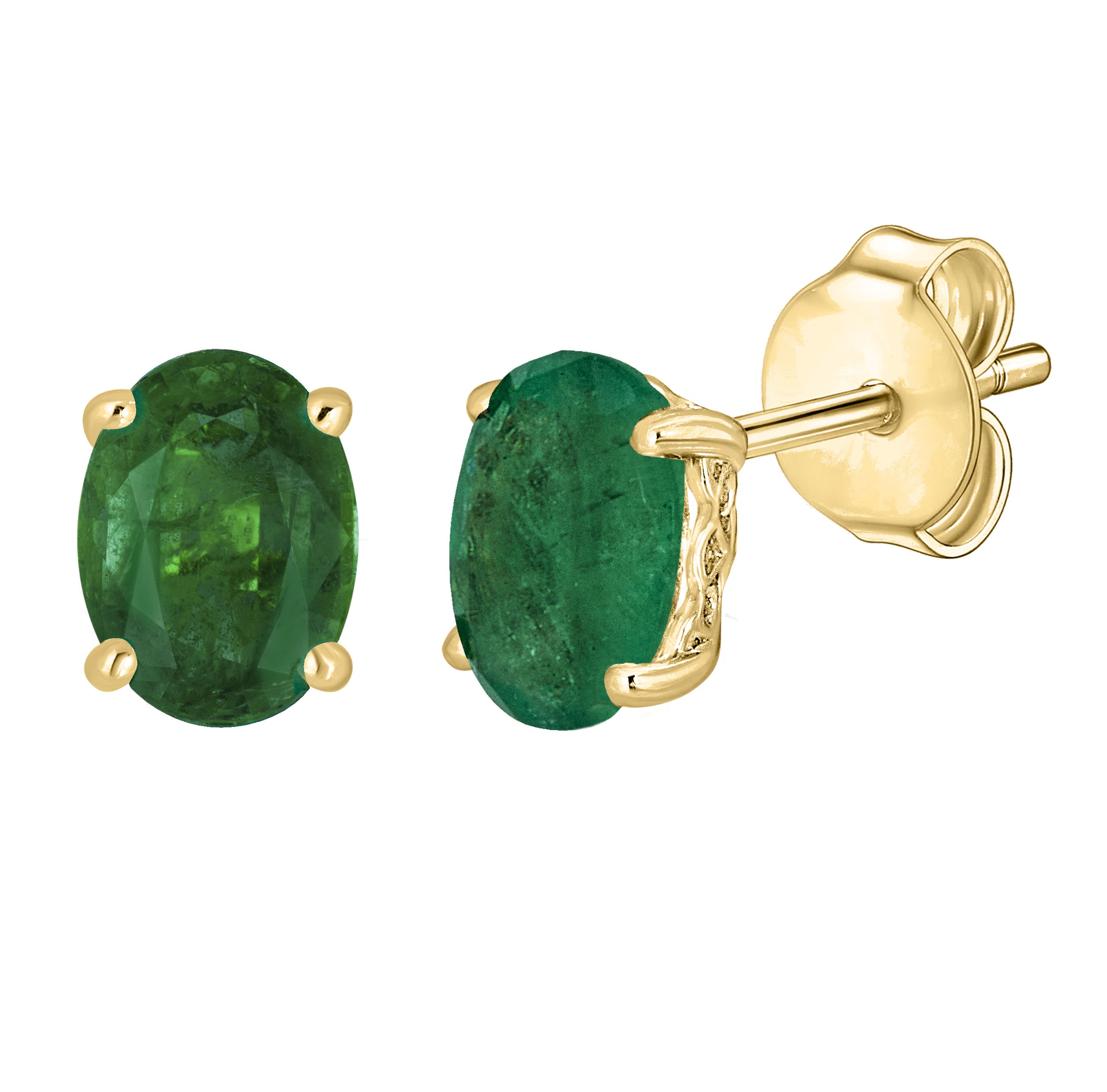 Timeless and elegant, these 14K Yellow Gold Emerald 6x4mm Oval Earrings feature rich green emeralds that symbolize renewal and prosperity. Set in warm 14K yellow gold, they create a refined and sophisticated look perfect for any occasion.Key Features:- 6x4mm oval-cut emeralds- Set in 14K yellow gold- Symbolizes renewal and prosperity- Secure backings for comfortPlease Note:- Photos may be enlarged or enhanced for detail.- Gemstones may be treated to enhance beauty and require special care.- Carat weights are approximate, with a possible variance of 0.05 carats. 14K YELLOW GOLD EMERALD EARRING