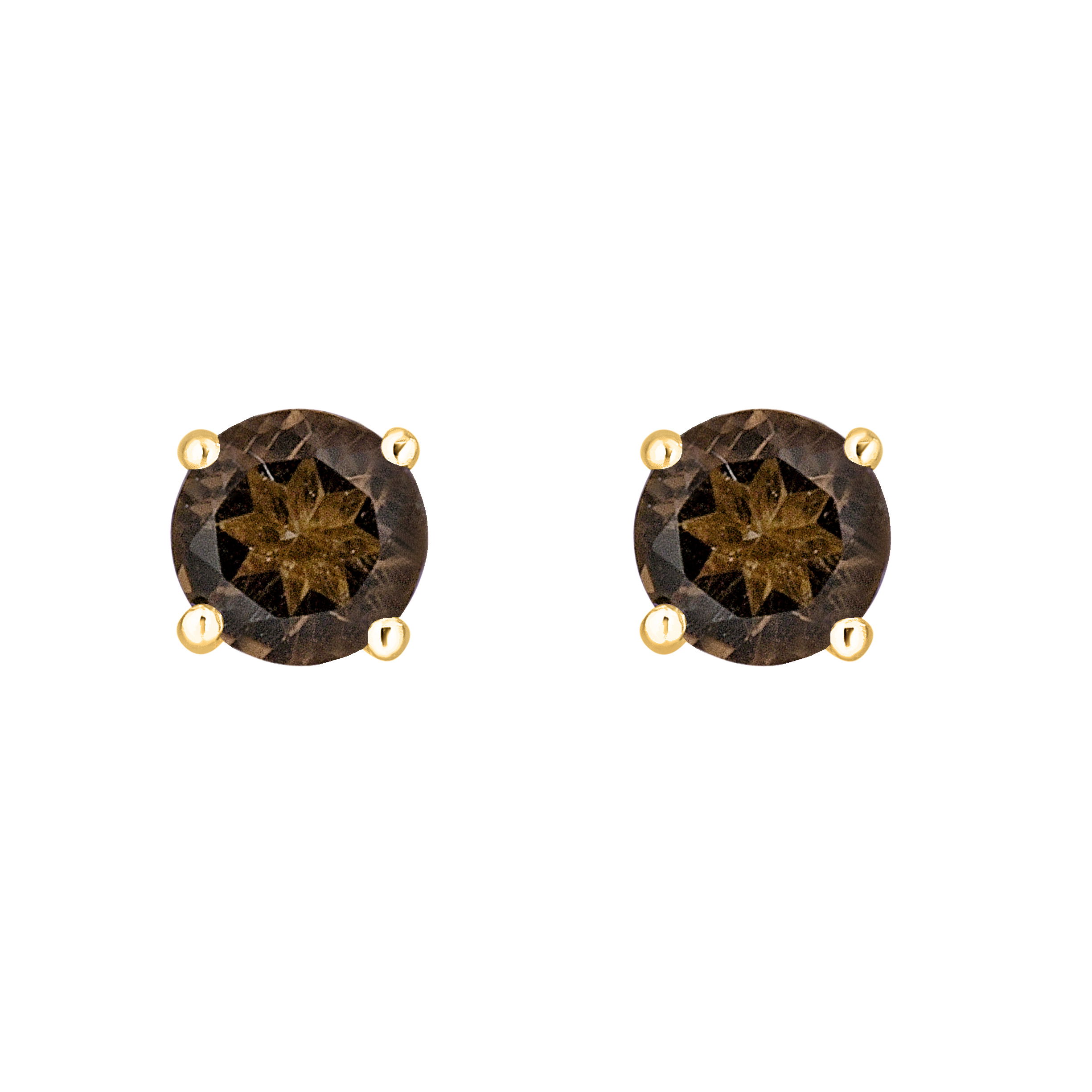 14K YELLOW GOLD SMOKY QUARTZ EARRING
