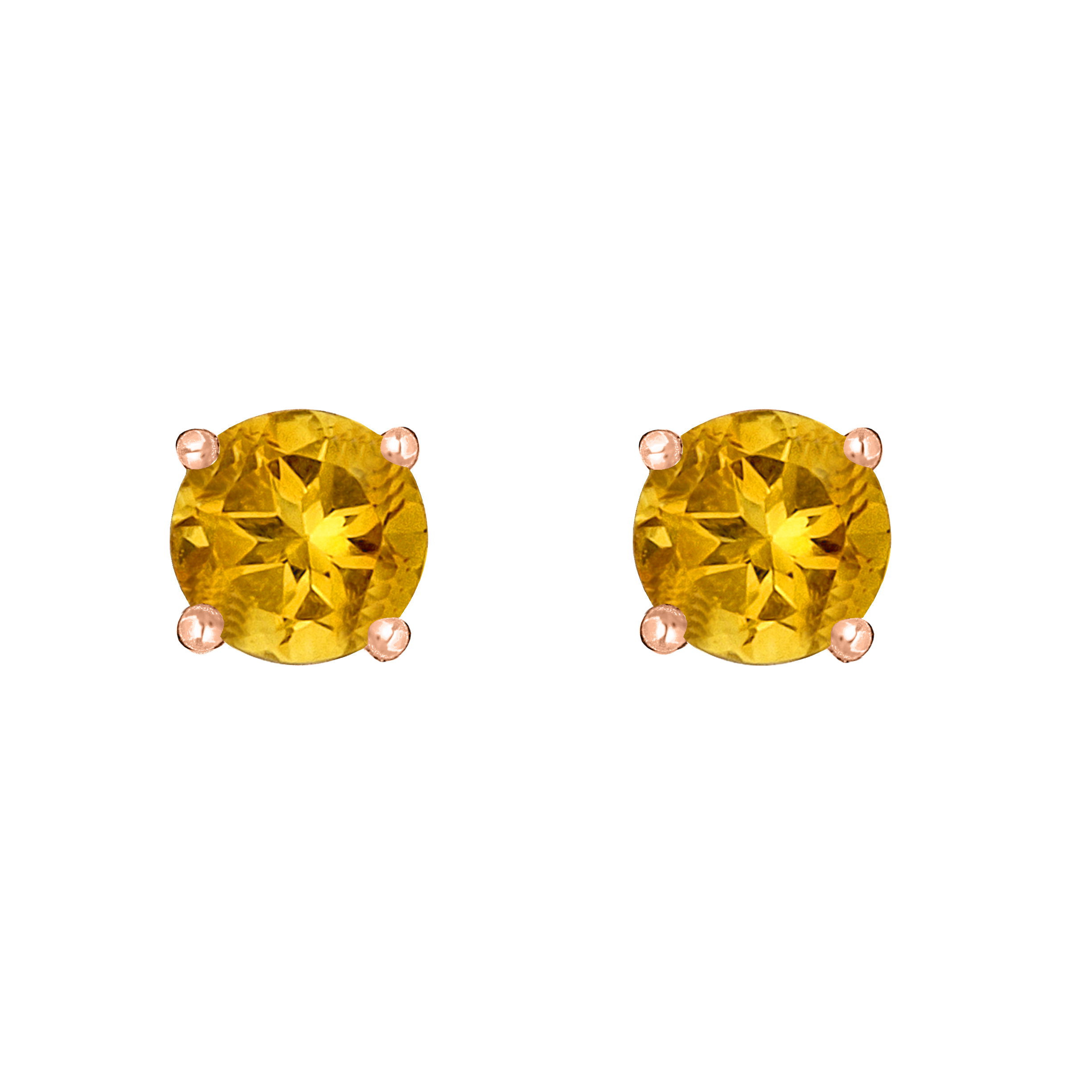 Radiant and elegant, these 14K Rose Gold Citrine 5mm Round Earrings are a stunning display of warmth and beauty. Each earring features a 5mm round-cut citrine, prized for its bright golden-yellow hue that radiates energy and positivity.Key Features:- 5mm round citrine- Set in 14K rose gold- Elegant and timeless design- Secure and comfortable backingsPlease Note:- Gemstones may be treated to enhance beauty and require special care.- Photos may be enlarged or enhanced for detail.- Carat weights are approximate, with a possible variance of 0.05 carats. 14K ROSE GOLD CITRINE EARRING
