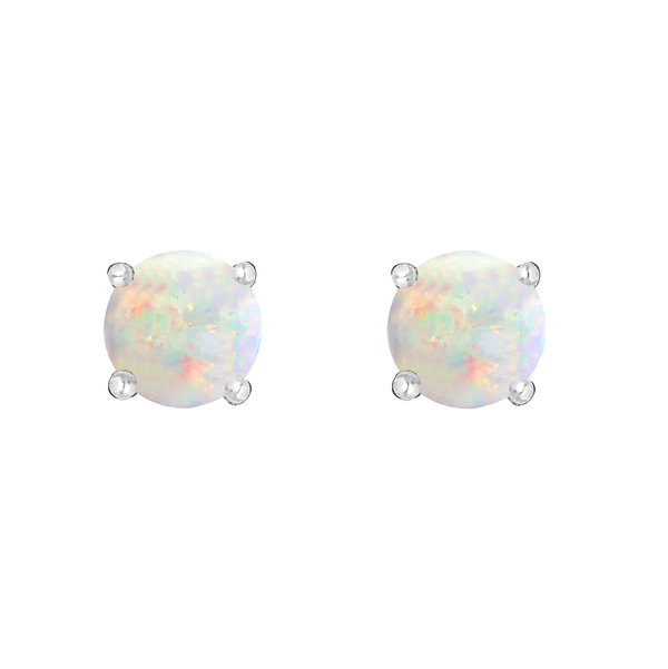 Closeup photo of 14K WHITE GOLD AUSTRALIAN OPAL EARRING
