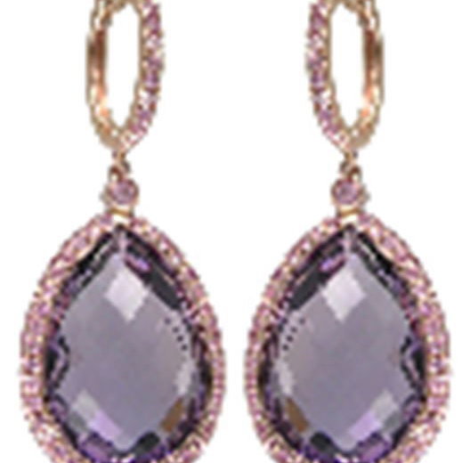 Closeup photo of 14K ROSE GOLD PINK SAPPHIRE AND PINK AMETHYST EARRING