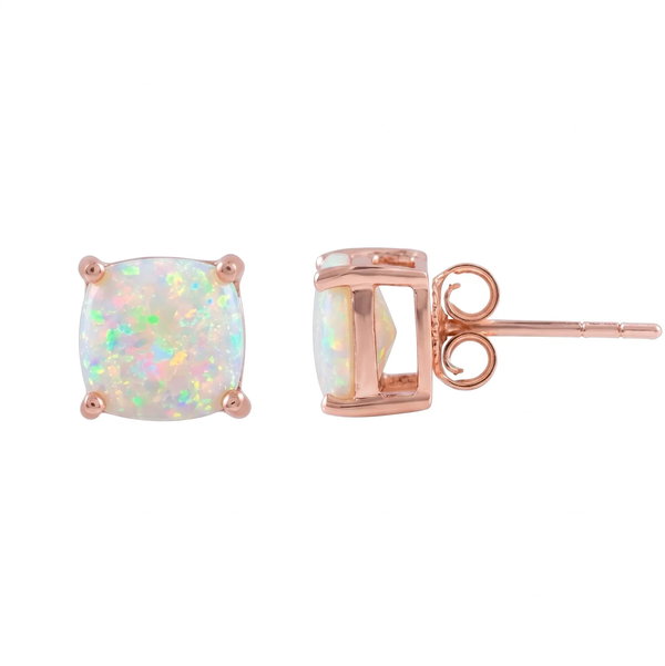 Closeup photo of 14K ROSE GOLD AUSTRALIAN OPAL EARRING