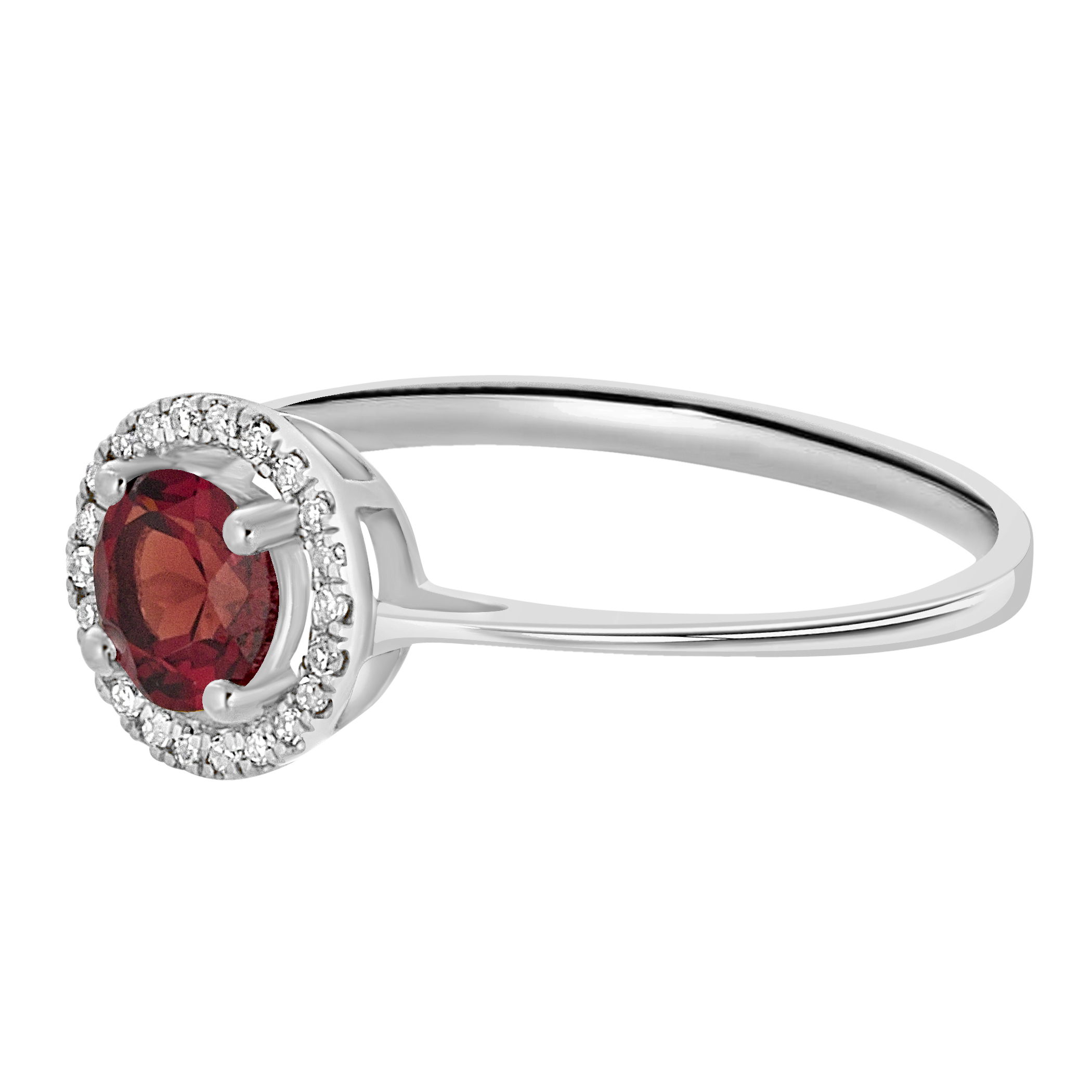 14K WHITE GOLD DIAMOND AND GARNET RING