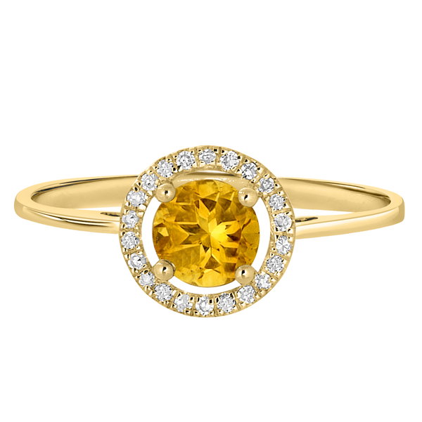 Closeup photo of 14K YELLOW GOLD DIAMOND AND CITRINE RING