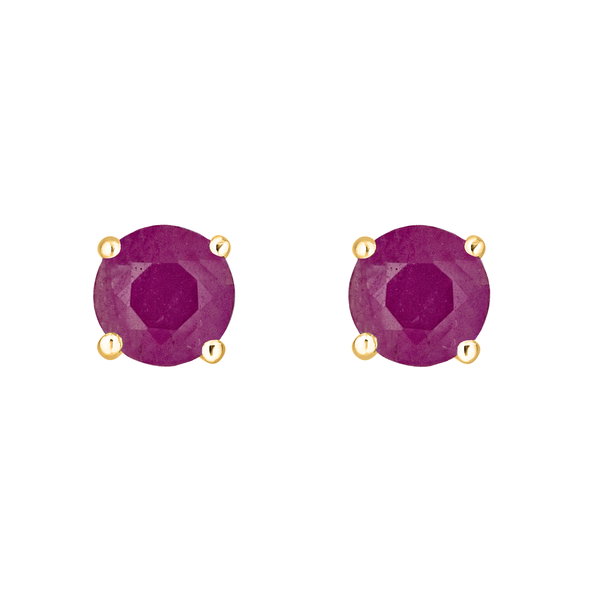 Closeup photo of 14K YELLOW GOLD RUBY EARRING