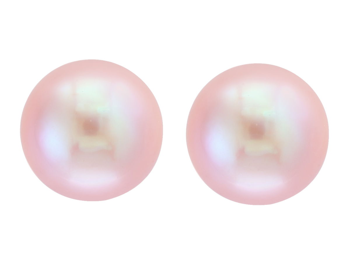 14K YELLOW GOLD NATURAL PINK FRESH WATER PEARL EARRING