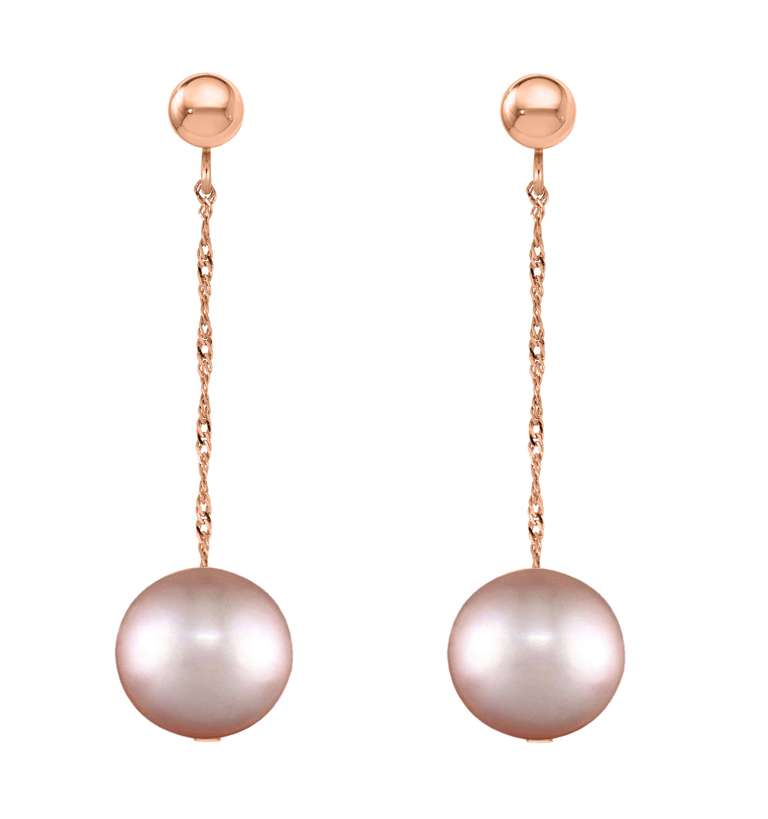 14K ROSE GOLD NATURAL PINK FRESH WATER PEARL EARRING