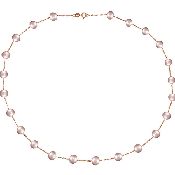 Closeup photo of 14K ROSE GOLD NATURAL PINK FRESH WATER PEARL NECKLACE