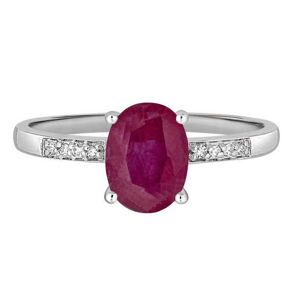Closeup photo of 14K WHITE GOLD DIAMOND AND RUBY RING