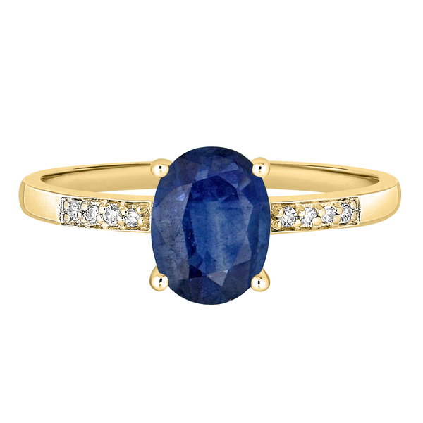 Closeup photo of 14K YELLOW GOLD DIAMOND AND SAPPHIRE RING