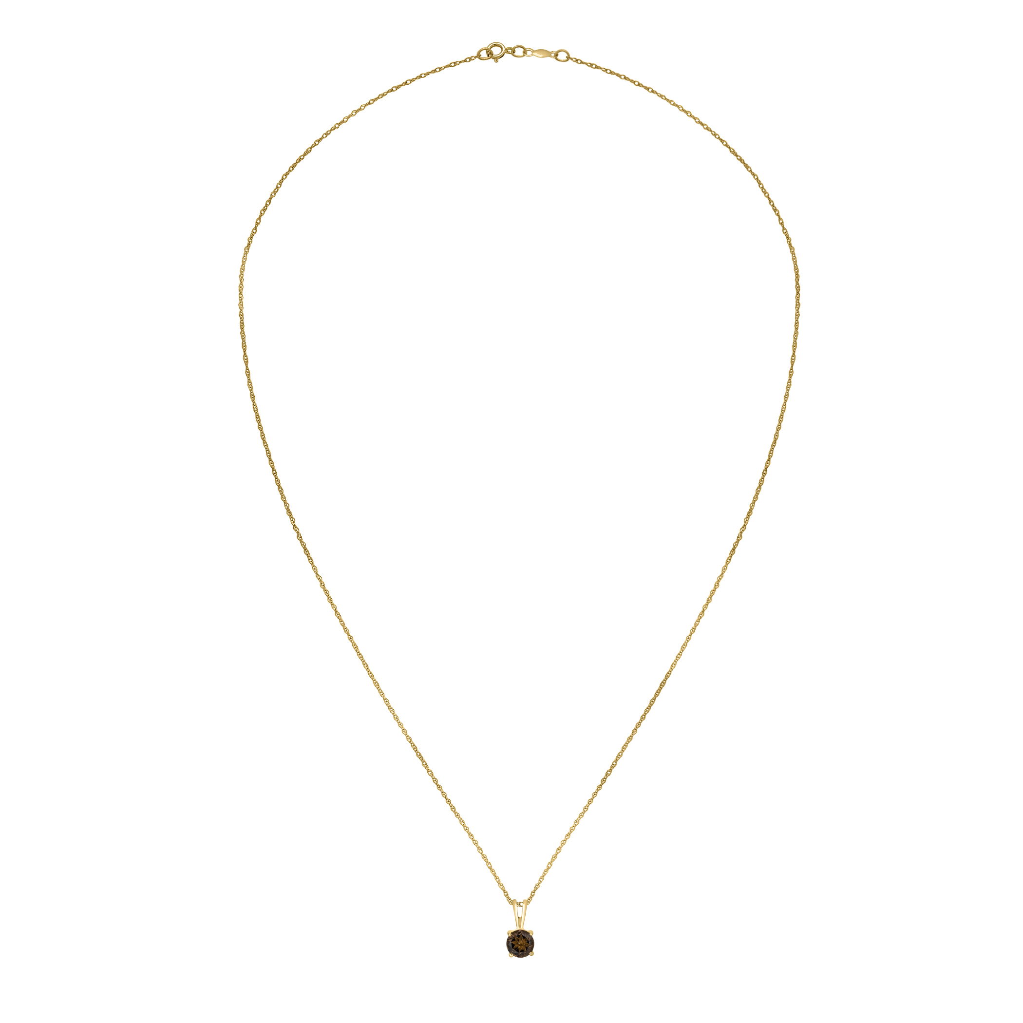 14K YELLOW GOLD SMOKY QUARTZ PENDANT WITH CHAIN
