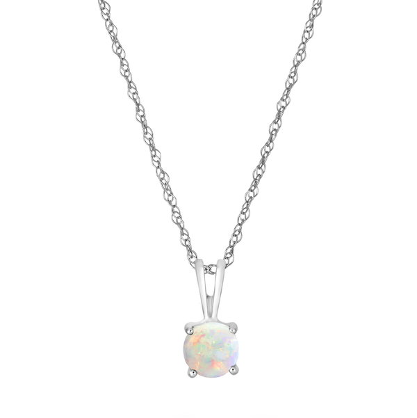Closeup photo of 14K WHITE GOLD AUSTRALIAN OPAL PENDANT WITH CHAIN