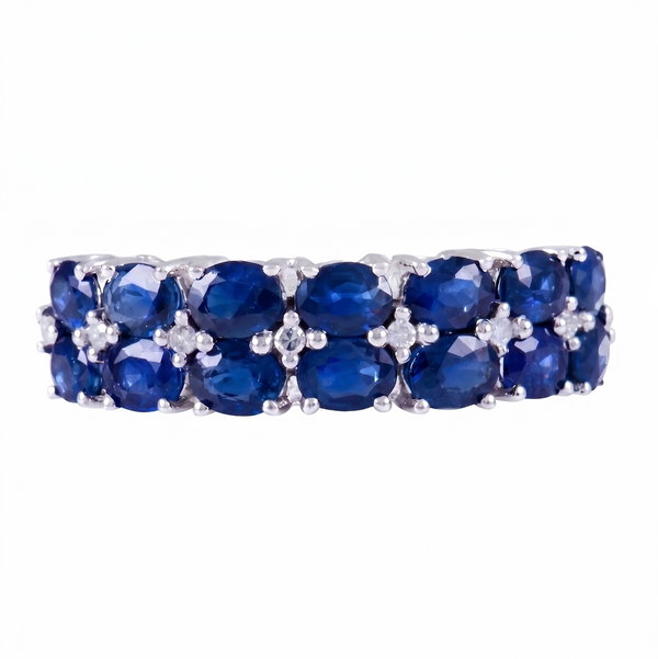Closeup photo of 14K WHITE GOLD DIAMOND AND SAPPHIRE RING